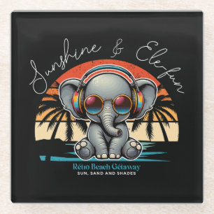 Posavasos De Vidrio Sunshine de primavera y Ele-fun Retro Beach Getawa