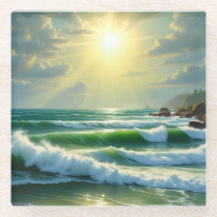 Posavasos De Vidrio Sunshine en la montaña rusa del mar
