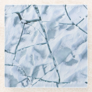 Posavasos De Vidrio Superficie de hielo agrietado (Estilo 1) Pintura a