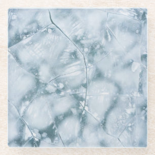 Posavasos De Vidrio Superficie de Hielo Agrietado (Estilo 2) Pintura a