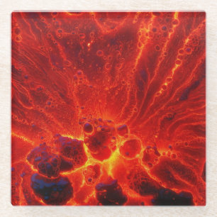 Posavasos De Vidrio Superficie de lava caliente (estilo 2) pintura al 