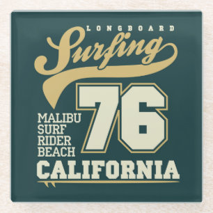 Posavasos De Vidrio Surfing de Longboard California 76