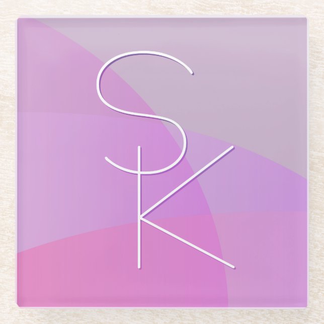 Posavasos De Vidrio Sus inicios superpuestos | Geométrica rosa moderna (Anverso)