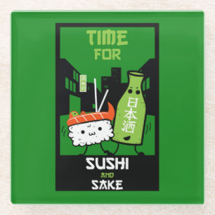 Posavasos De Vidrio Sushi Y Sake Foodies