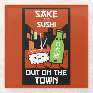 Posavasos De Vidrio Sushi Y Sake FooFooies Napkin