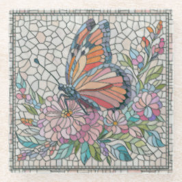 Posavasos De Vidrio Susurros de flores - Arte de mosaico