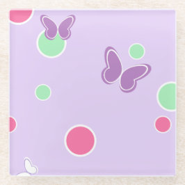 Posavasos De Vidrio sweet butterflies and polka dots