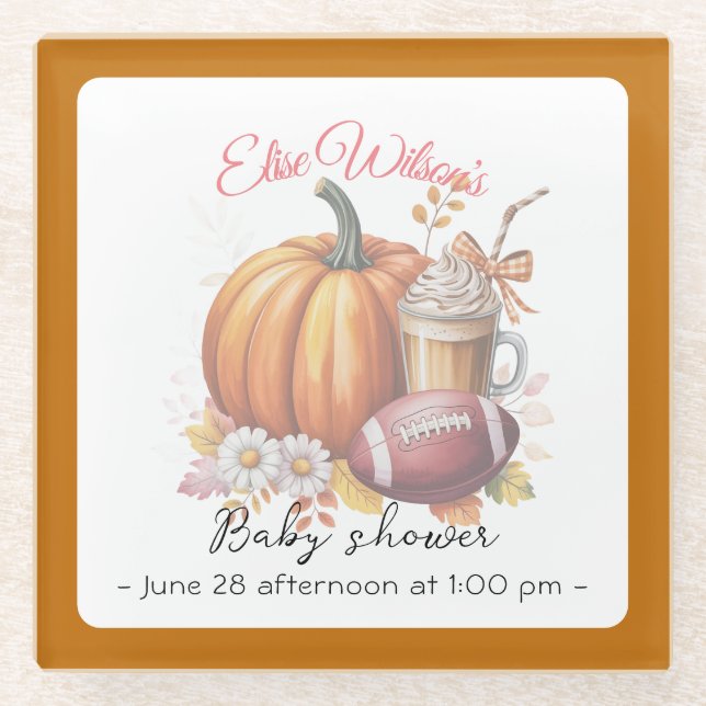 Posavasos De Vidrio Sweet little pumpkin is on the way (Anverso)