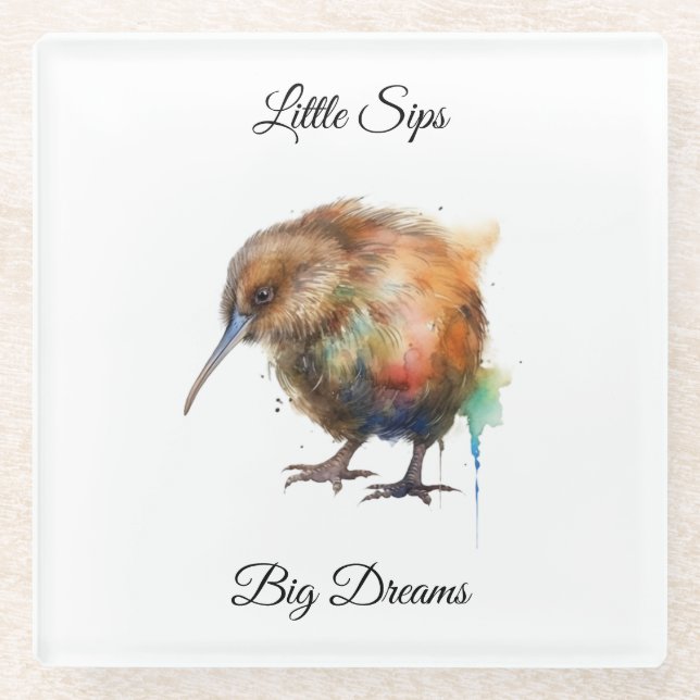 Posavasos De Vidrio Sweet Pipi Kiwi, custom (Anverso)