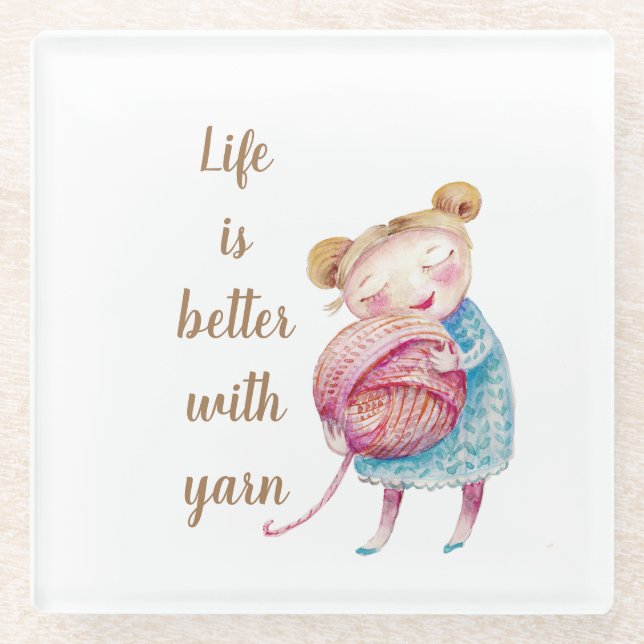 Posavasos De Vidrio Sweet Yarn Lover (Anverso)