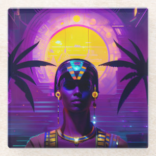 Posavasos De Vidrio Synthwave Pharaoh