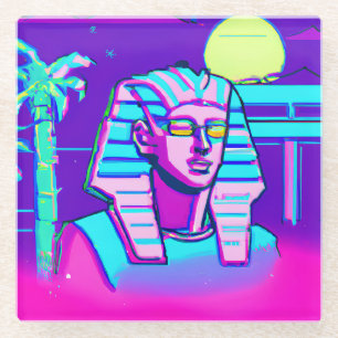 Posavasos De Vidrio Synthwave Pharaoh