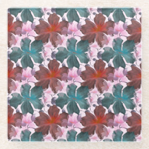 Posavasos De Vidrio Tabla de cortar con patrón floral tropical sin cos