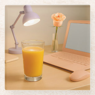Posavasos De Vidrio Tan Computer Peach Rosa Glass Coaster