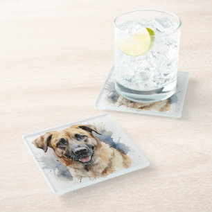 POSAVASOS DE VIDRIO TAN Y BLACK GRAN PERRO ANATOLIANO SHEPHERG