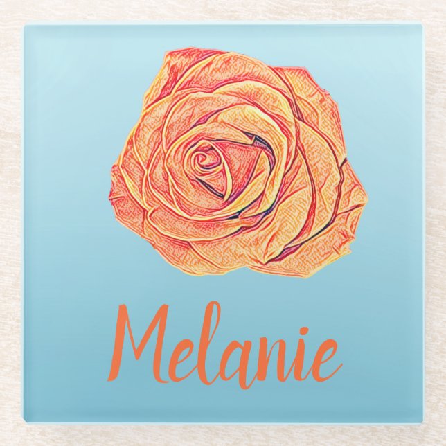 Posavasos De Vidrio Tangerina tropical (Anverso)