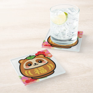 Posavasos De Vidrio Tanuki Kawaii Japonés