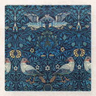 Posavasos De Vidrio Tapiz Floral de Pájaros Azules de William Morris C