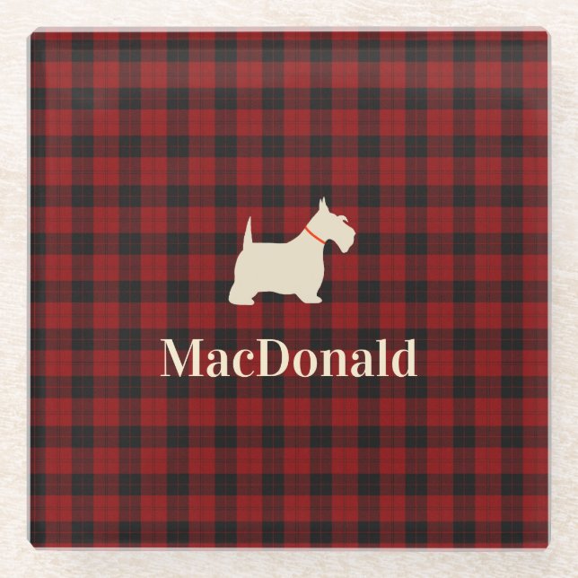 Posavasos De Vidrio Tartán escocés Scotty el | personalizado (Anverso)