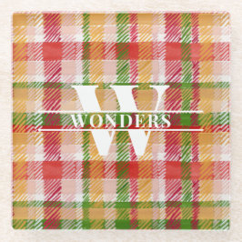 Posavasos De Vidrio Tartan Plaid Custom Monogrammed Wedding Event