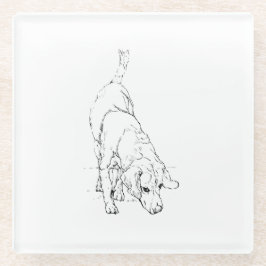 Posavasos De Vidrio Taza Beagle – Perro de Tinta Dibujado a Mano