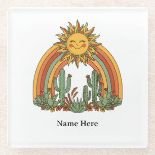Posavasos De Vidrio Taza de café con nombre personalizado de cactus ar