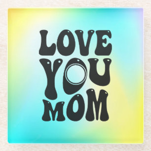 Posavasos De Vidrio Te amo, mamá, diseño del Día de la Madre-51727