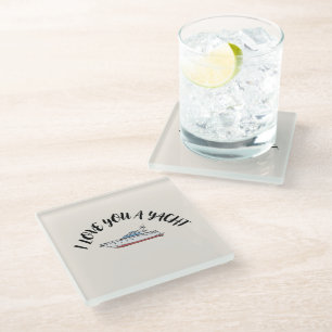 Posavasos De Vidrio 'Té Amo Un Yate' Boda de Aniversario Costera