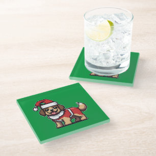 Posavasos De Vidrio Te deseamos una feliz navidad con una linda santa