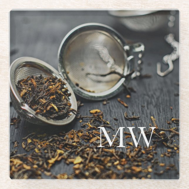 Posavasos De Vidrio Té monograma (Anverso)