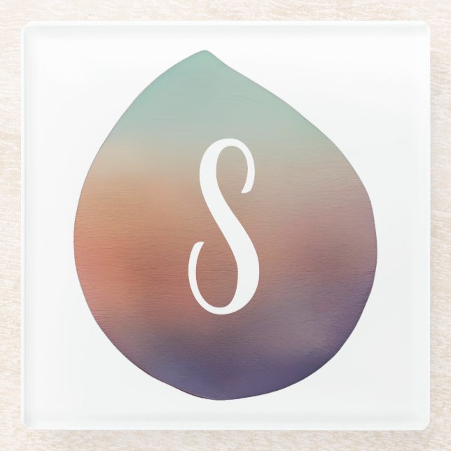 Posavasos De Vidrio Teardrop de gradiente tranquilo (Anverso)