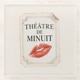 Posavasos De Vidrio Teatro Francés de Medianoche Besos de Labios Rojos