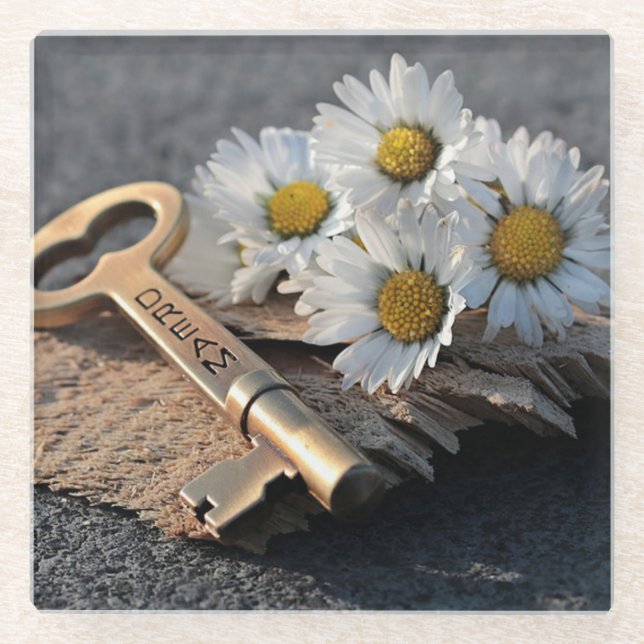 Posavasos De Vidrio Tecla Daisy y Skeleton (Anverso)