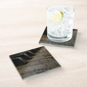 Posavasos De Vidrio Teclas de piano de música antigua