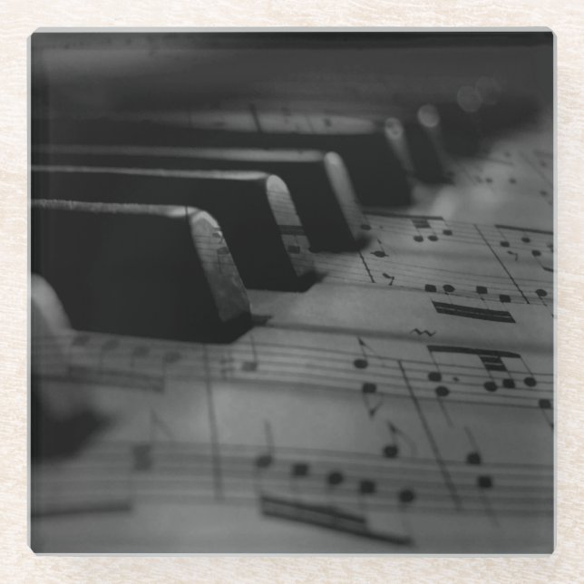Posavasos De Vidrio Teclas de piano musicales (Anverso)