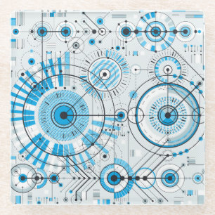 Posavasos De Vidrio Tecnología de Motor Abstracta Genial