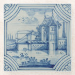 Posavasos De Vidrio Teja de Delft que muestra un puente levadizo sobre<br><div class="desc">Imagen: Teja de 56463 Delft que muestra un puente levadizo sobre un canal,  siglo XIX. Escuela holandesa,  (siglo XIX). Colección privada,  la colección de Stapleton.  Arte,  Bello Artes.</div>