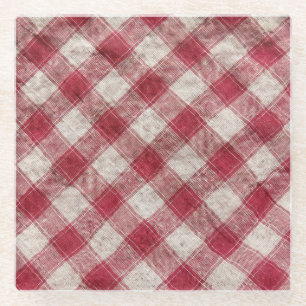 Posavasos De Vidrio Tejido a cuadros: Fondo de tela colorida.