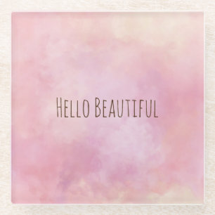 Posavasos De Vidrio Tejido amarillo rosado Rubor