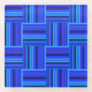 Posavasos De Vidrio Tejido de rayas azules