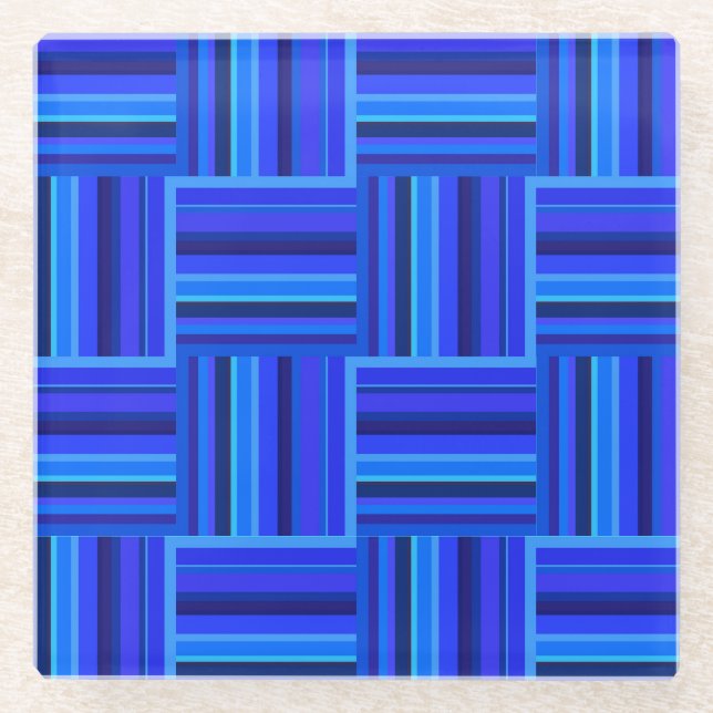 Posavasos De Vidrio Tejido de rayas azules (Anverso)