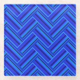 Posavasos De Vidrio Tejidos de doble trama de franjas azules