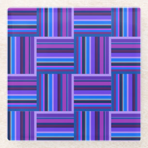 Posavasos De Vidrio Tejidos de rayas azules y violetas