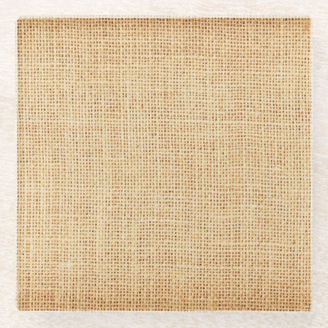 Posavasos De Vidrio Tela de chándal natural, fondo texturado. (Anverso)