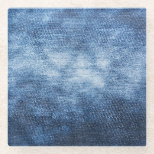 Posavasos De Vidrio Tela de denim, fondo texturado.