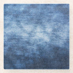 Posavasos De Vidrio Tela de denim, fondo texturado.