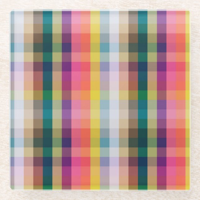Posavasos De Vidrio Tela escocesa escocesa abstracta (Anverso)