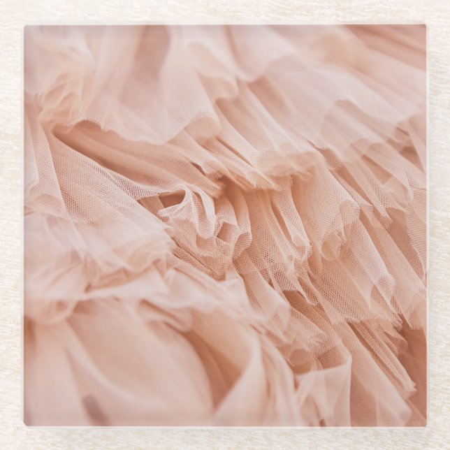 Posavasos De Vidrio Tela Rosa Pastel: Texturas Elegantes. (Anverso)