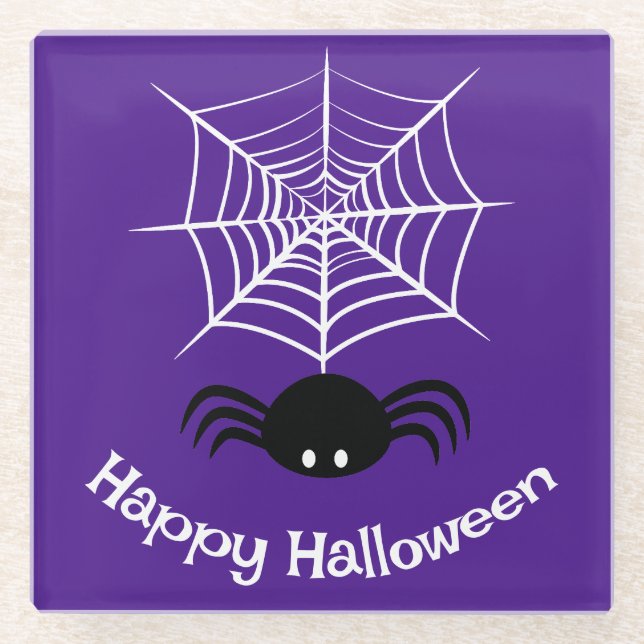 Posavasos De Vidrio Telaraña de Halloween  (Anverso)