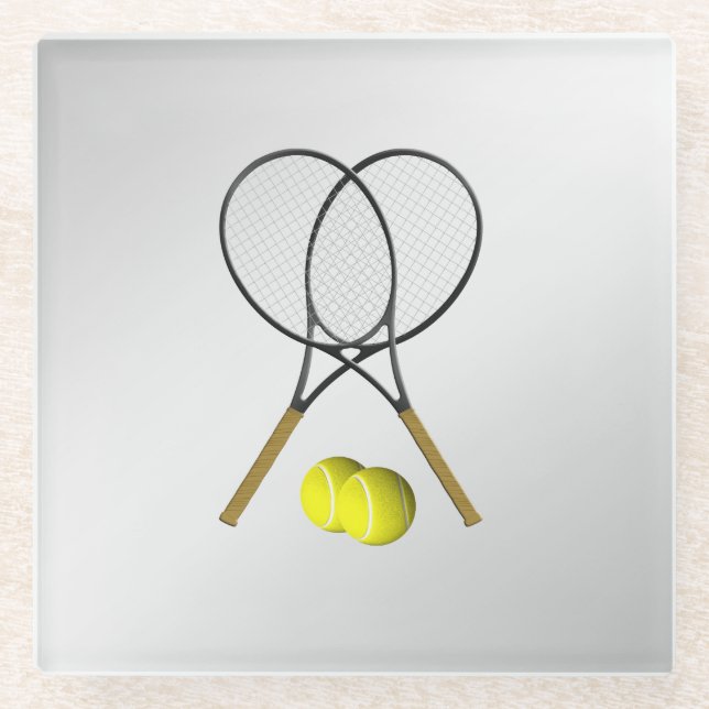 Posavasos De Vidrio Tema de deporte de tenis (Anverso)